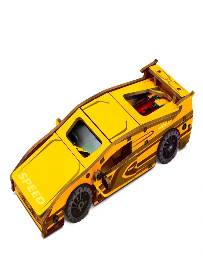 تويز بوكس مجموعة بناء سيارة سباق خشبية معدنية من تويز بوكس، مجموعة بناء سيارات تعليمية مع تعليمات، للأولاد والبنات من عمر 6 سنوات فما فوق - Image 3